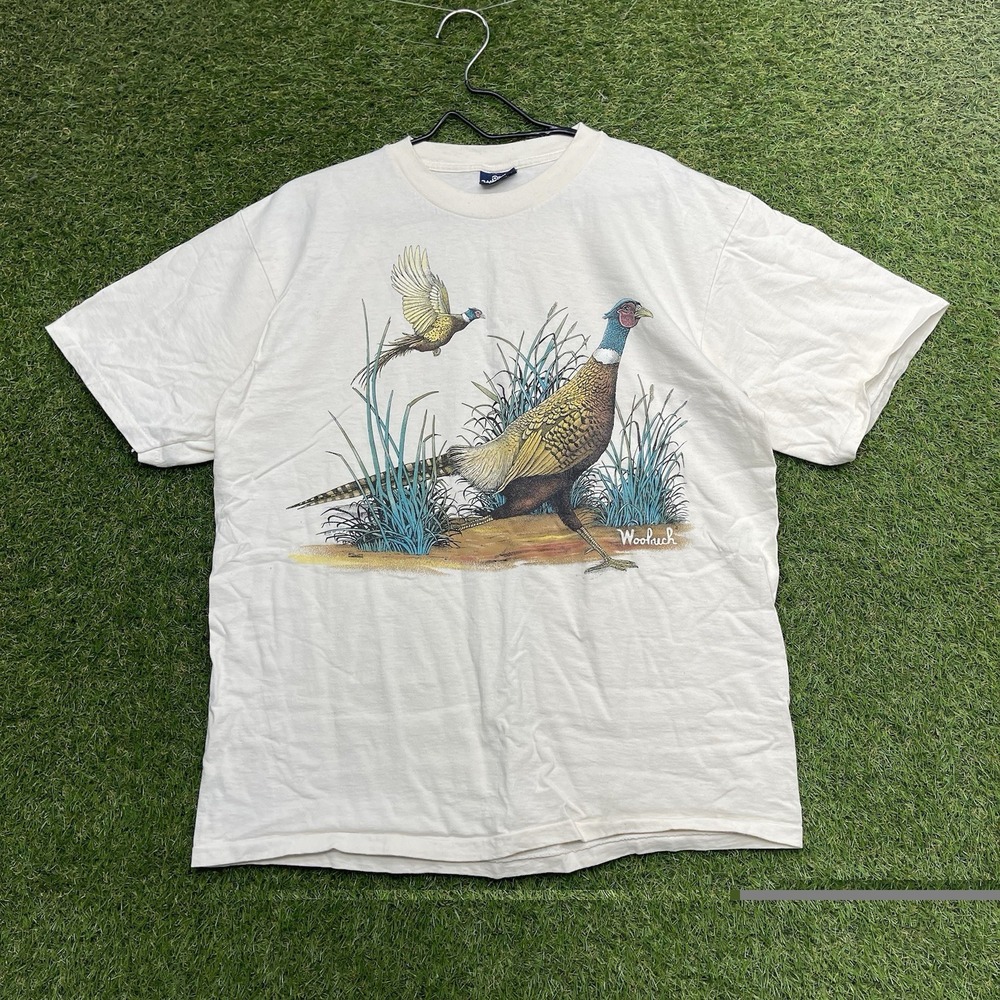 Vintage Woolrich Pheasant Shirt Mens XL 100% Cotton Single Stitch Nature 90s